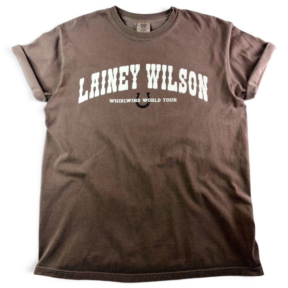lainey wilson whirlwind world tour 2025 brown concert t shirt large tour dates